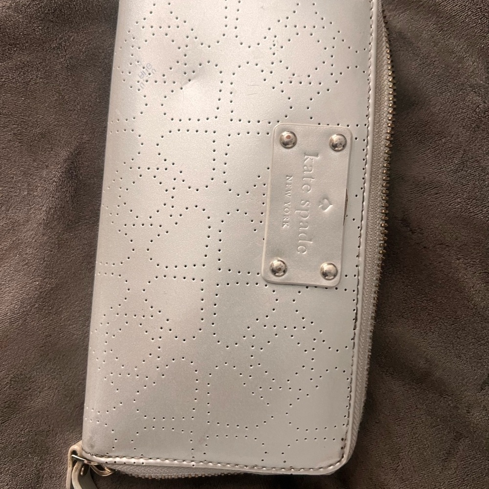 Kate Spade Metallic Silver Zip Wallet